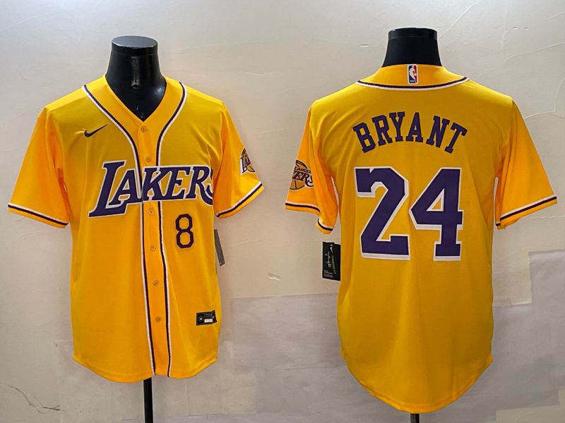 Men Los Angeles Lakers #24 Bryant Yellow Joint Name Nike 2025 NBA Jersey style 13->->NBA Jersey